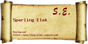 Sperling Elek névjegykártya
